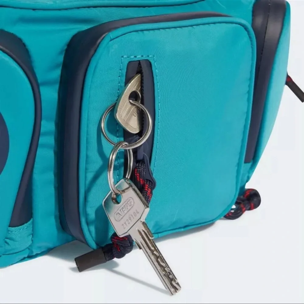 WORN ONCE adidas x Stella McCartney Bum Bag Turquoise & Navy Trim, Multi Pockets - Picture 4 of 9